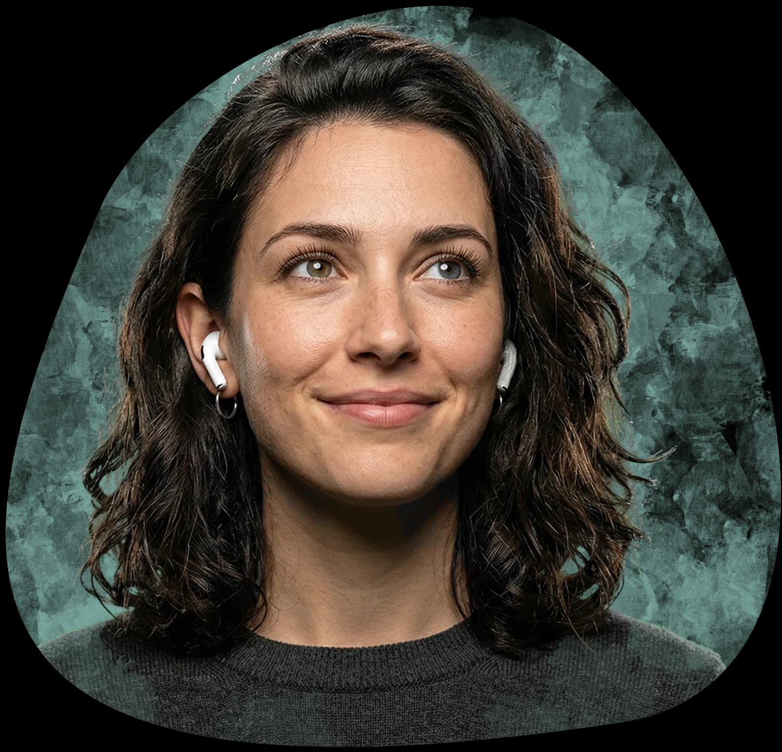 A woman wearing headphones, capturing the moment of discovering new insights through Distill